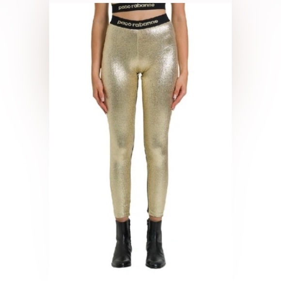 paco rabanne metallic gold leggings - Picture 1 of 7